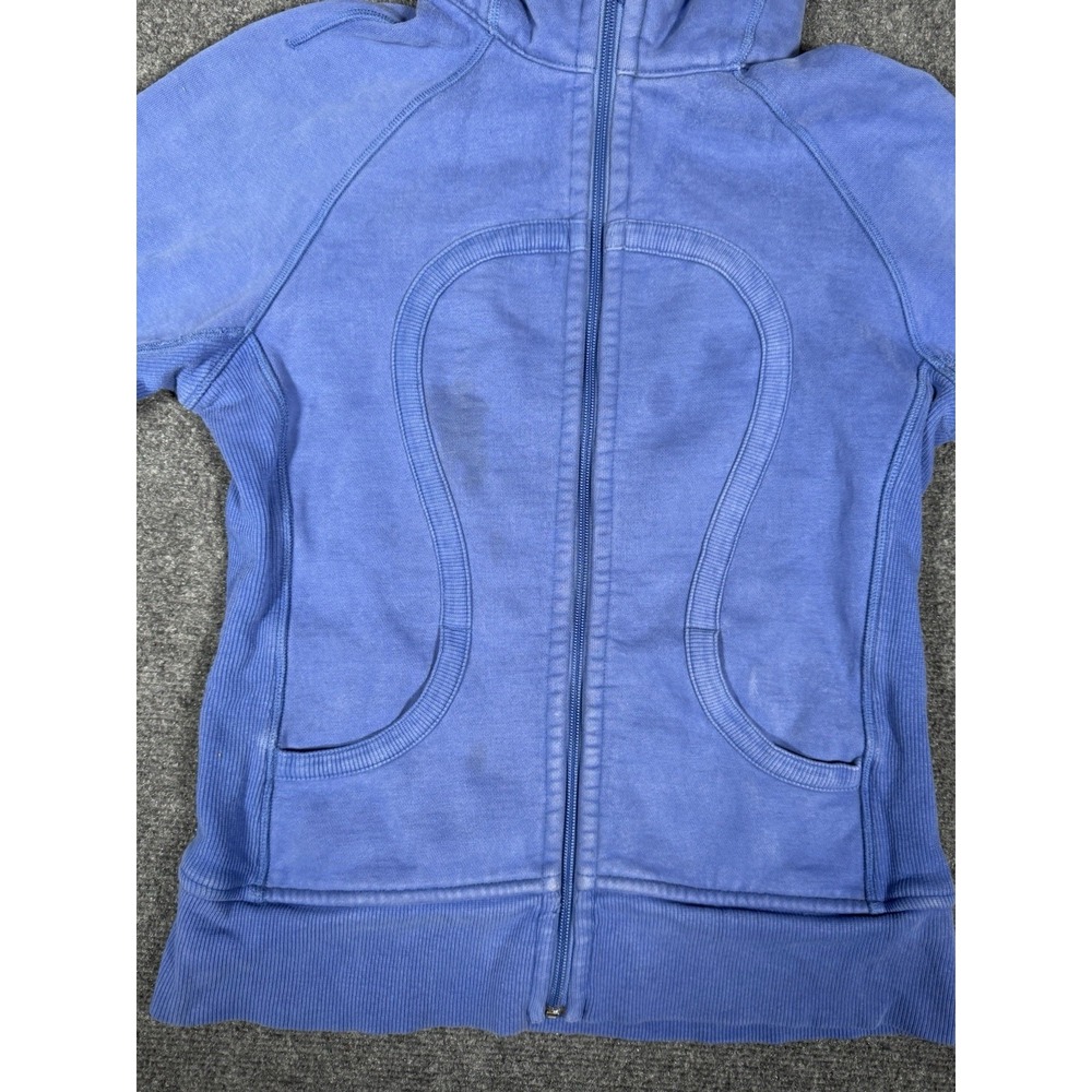 Vintage Lululemon Scuba Hoodie Womens‎ 6 Rocksteady Blue Cotton Fleece Full Zip - Picture 8 of 16